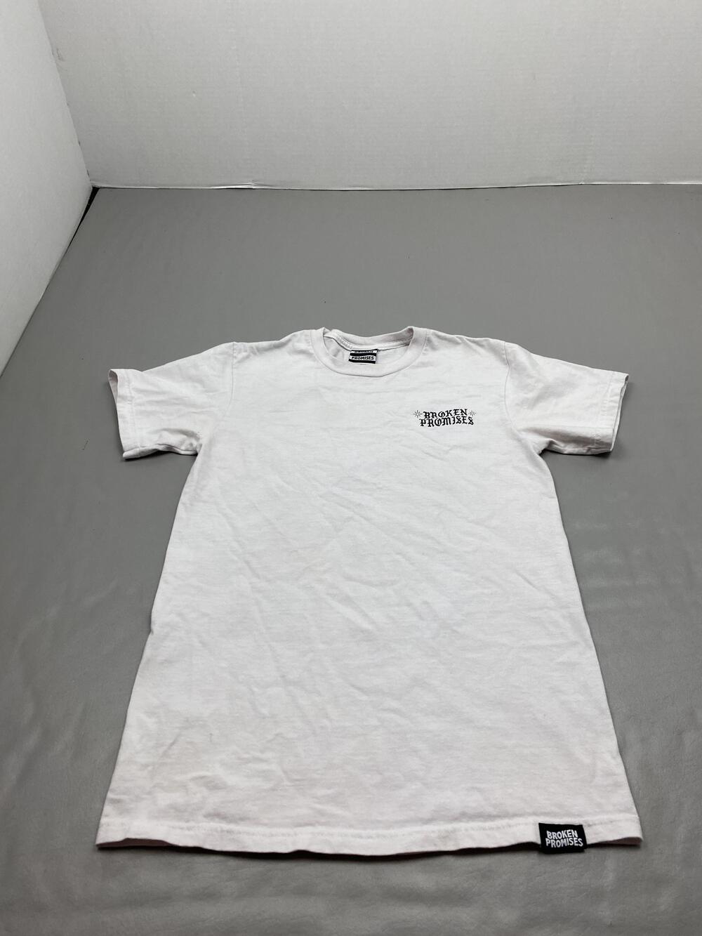 Broken Promises Shirt Mens S White Cobra Rose Back Graphic Logo Pinup Tee